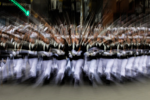 The Chilean Navy marches during the 147th commemoration of Naval Glories Day. Commemoration number 147 of Naval Glories Day, with the presence of the president of Chile Jose Antonio Kast, in the city of Valparaiso, Chile.