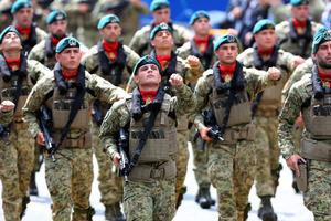 Italian Army Special Forces paratroopers march during the parade. Heads of state and government attended the 80th Anniversary of Republic Day celebrations and the traditional military parade through the Imperial Fora. The ceremony, which pays homage to the values ​​of the Republic and the Armed Forces, took place in the heart of the capital before the highest Italian institutional officials and international delegations.