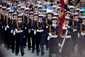 Personnel from the Rome municipal police command march during the parade. Heads of state and government attended the 80th Anniversary of Republic Day celebrations and the traditional military parade through the Imperial Fora. The ceremony, which pays homage to the values ​​of the Republic and the Armed Forces, took place in the heart of the capital before the highest Italian institutional officials and international delegations.
