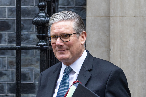 UK Prime Minister Keir Starmer departs No.10 Downing Street for Prime Minister's Questions at the House of Commons in London.