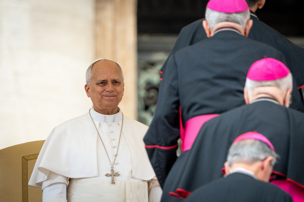 Pope Leo XIV leads his traditional Wednesday General Audience in St. Peter's Square in Vatican City.