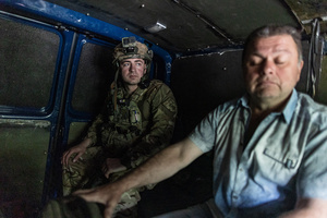 The Ukrainian police unit ‘White Angels’ seen evacuating civilians from the city under the constant threat of Russian FPV drones.