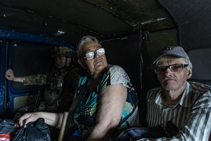 The Ukrainian police unit ‘White Angels’ evacuates civilians from the city under the constant threat of Russian FPV drones.
