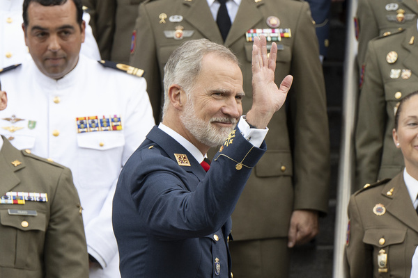King Felipe VI of Spain seen during the closing Staff Course at the Higher School of the Armed Forces (ESFAS).