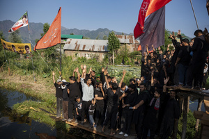 Shia Muslims chant anti-U.S. and anti-Israel slogans as they participate in a Muharram procession, commemorating the martyrdom of Imam Hussain in the Battle of Karbala. Muharram is the first month of the Islamic calendar. Shia Muslims observe Muharram as a period of mourning to commemorate the martyrdom of Imam Hussain, the grandson of Prophet Muhammad. Imam Hussain was martyred on the 10th day of Muharram, during the historic Battle of Karbala in 680 CE.