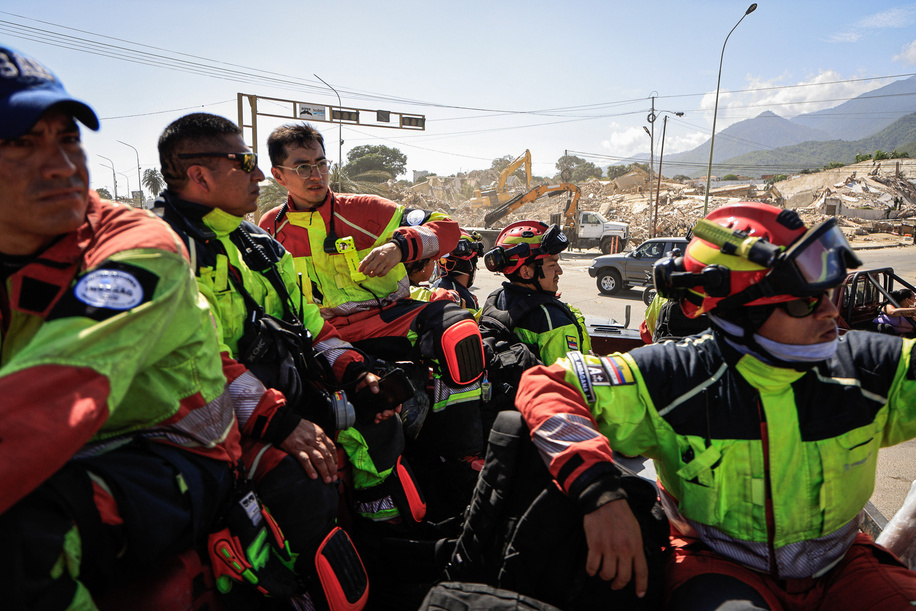 Firefighters are seen moving towards landslide zones to begin their search and rescue operation. The Venezuelan government declared a state of emergency and, with support from international rescue teams, launched large-scale search, rescue, and humanitarian operations following the devastating earthquakes that struck the country's northern coast. The response came after powerful earthquakes on June 24, 2026, caused widespread destruction in Caracas, La Guaira, and surrounding areas, resulting in thousands of deaths and injuries.