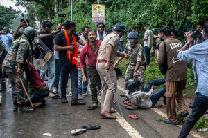 Police officers use batons on protesters during the demonstration. Students staged a march to the state assembly, amplifying ongoing protests against alleged irregularities in examinations conducted by the Jharkhand Public Service Commission and the Jharkhand Staff Selection Commission.