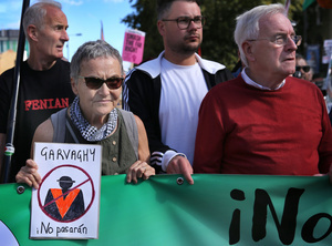 Member of parliament, John McDonnell (far right) seen marching with Irish republicans during the rally. The 90th anniversary of the Battle of Cable Street is commemorated on Sunday 4 October 2026 in the east end of London. Despite the make-up having changed greatly over the last nine decades, thousands still marched through the streets to oppose Fascism and Zionism. In 1936, over 100,000 Jewish residents, Irish dockers, trade unionists, and local working-class communities stood shoulder to shoulder and repelled Sir Oswald Mosley's British Union of Fascists.