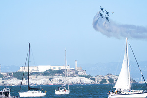 The fighter jets of Blue Angels perform over the skies of San Francisco. Crowds gather along the waterfront to watch the San Francisco Fleet Week Air Show as aircraft, including the U.S. Navy Blue Angels, performed in the skies over the city. The annual event is part of San Francisco Fleet Week, which celebrates the U.S. military and honors the men and women serving in the armed forces.