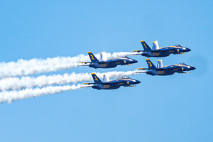 The fighter jets of Blue Angels perform over the skies of San Francisco. Crowds gather along the waterfront to watch the San Francisco Fleet Week Air Show as aircraft, including the U.S. Navy Blue Angels, performed in the skies over the city. The annual event is part of San Francisco Fleet Week, which celebrates the U.S. military and honors the men and women serving in the armed forces.