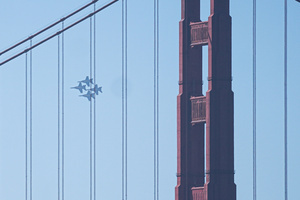 The fighter jets of Blue Angels perform over the skies of San Francisco. Crowds gather along the waterfront to watch the San Francisco Fleet Week Air Show as aircraft, including the U.S. Navy Blue Angels, performed in the skies over the city. The annual event is part of San Francisco Fleet Week, which celebrates the U.S. military and honors the men and women serving in the armed forces.