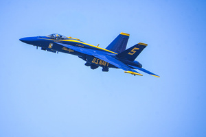 A fighter jet of Blue Angels performs over the skies of San Francisco. Crowds gather along the waterfront to watch the San Francisco Fleet Week Air Show as aircraft, including the U.S. Navy Blue Angels, performed in the skies over the city. The annual event is part of San Francisco Fleet Week, which celebrates the U.S. military and honors the men and women serving in the armed forces.