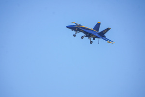 A fighter jet of Blue Angels performs over the skies of San Francisco. Crowds gather along the waterfront to watch the San Francisco Fleet Week Air Show as aircraft, including the U.S. Navy Blue Angels, performed in the skies over the city. The annual event is part of San Francisco Fleet Week, which celebrates the U.S. military and honors the men and women serving in the armed forces.