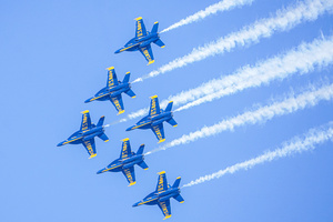 The fighter jets of Blue Angels perform over the skies of San Francisco. Crowds gather along the waterfront to watch the San Francisco Fleet Week Air Show as aircraft, including the U.S. Navy Blue Angels, performed in the skies over the city. The annual event is part of San Francisco Fleet Week, which celebrates the U.S. military and honors the men and women serving in the armed forces.