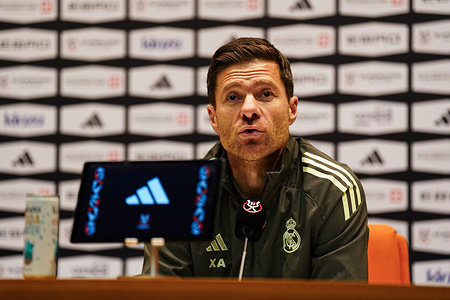 Real Madrid coach Xabi Alonso speaks during a press conference ahead of the Spanish Super Cup final between Barcelona and Real Madrid at King Abdullah Sports City.