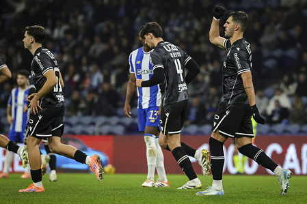 Nelson Oliveira player of Vitoria de Guimaraes celebrates a goal during the Allianz Cup football match between FC Porto and Vitória de Guimarães, at the Estádio do Dragão. Final score; FC Porto 1:3 Vitória de Guimarães