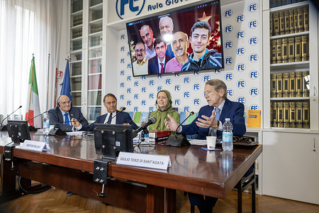 (L-R) Rudy Giuliani, Andrea Cangini, Maryam Rajavi and Senator Giulio Terzi di Sant'Agata seen during the press conference at the Luigi Einaudi Foundation. The Luigi Einaudi Foundation hosted an international conference in Rome on July 17, 2026, titled "On the Side of the Iranian People," focusing on the severe human rights crisis and state repression in Iran. Key speakers—including National Council of Resistance of Iran (NCRI) President-elect Maryam Rajavi, former Senator Andrea Cangini, Senator Giulio Terzi, and former New York City Mayor Rudy Giuliani—systematically condemned the clerical regime's escalating wave of arbitrary detentions and political executions. The international delegation demanded an immediate halt to capital punishment, called for absolute sanctions against the Islamic Revolutionary Guard Corps (IRGC) for systematic abuses, and endorsed the NCRI's Ten-Point Plan to establish a secular, democratic republic rooted in fundamental human rights and gender equality.