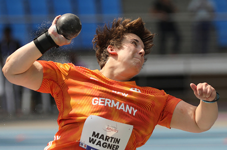 Lisa Martin Wagner of Germany seen in action at the Women's Shot Put F44 final during day seven of the World Para Athletics Championships at Jawaharlal Nehru Stadium.