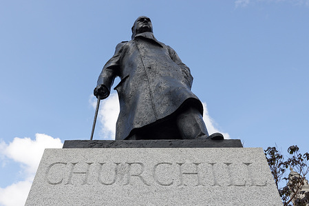 General view of Winston Churchill’s statue in Parliament Square, London.
