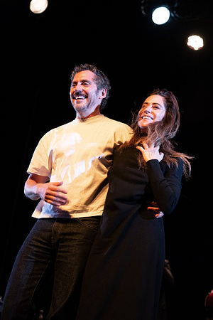Paco Leon and Maria Leon perform during the musical show "La acelga y el lenguao" at the Teatro Flamenco in Madrid.