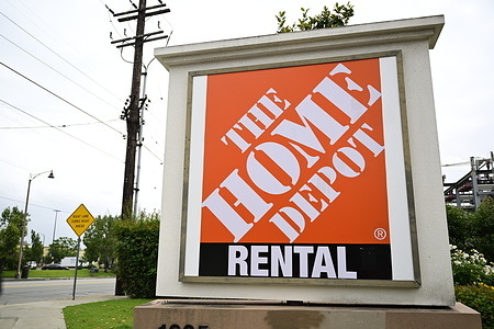 The Home Depot sign is seen in Duarte ahead of the company’s Q1 2026 earnings report scheduled for Tuesday, May 19, before the market opens, as investors look for signals on consumer and housing-related demand.
