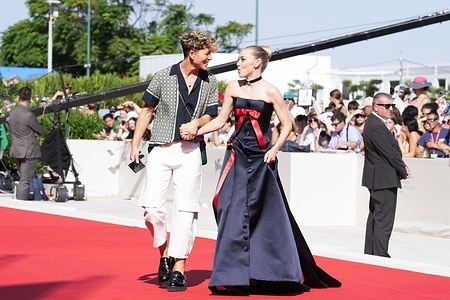Amanda Seyfried attends "The Testament Of Ann Lee" red carpet during the 82nd Venice International Film Festival.