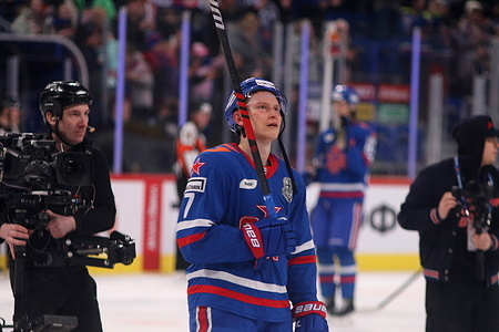 SKA Hockey Club player, Vasily Glotov (7) seen in action during the match the Kontinental Hockey League, Gagarin Cup, match 5, 1/8 finals season KHL 2023 - 2024 between SKA Saint Petersburg - Torpedo Nizhny Novgorod at the SKA Arena. (Final score; SKA Saint Petersburg 3:0 Torpedo Nizhny Novgorod)