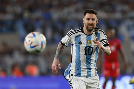 Lionel Messi of Argentina seen in action during the match between Argentina and Panama as part of International Friendly Match at Mas Monumental Stadium. Final Score: Argentina 2 - 0 Panama.