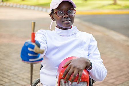 A member of Kenya’s para fencing team, Stella Tiyoy seen posing for a photo during training at the Moi International Sports Centre. Kenya’s para fencing team trains at the Moi International Sports Centre, Kasarani in Nairobi ahead of the 2026 Para World Cup to be held from May 27 to 30 in Bradenton, Florida, USA, as a young squad prepares to face some of the world’s top para fencers.