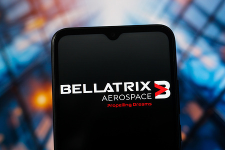 In this photo illustration, the Bellatrix Aerospace logo is seen displayed on a smartphone screen.