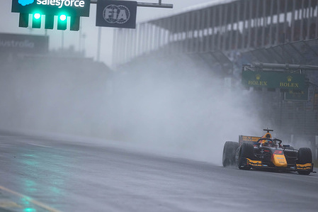 Zane Maloney of Barbados driving the Rodin Carlin (3) during F2 qualifying at the Australian Formula One Grand Prix.