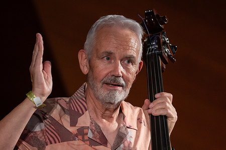 Jazz bassist Baldo Martinez performs during the JAZZMADRID concert at the Fernanda Gómez Theatre in Madrid.