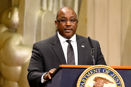 Louis V. Franklin Sr, United States Attorney for the Middle District of Alabama, seen at the Department of Justice African American History Month Observance Program in the The Great Hall at the U.S. Department of Justice in Washington, DC.