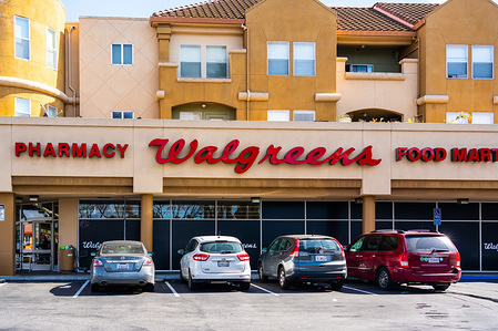 American company pharmacy store chain, Walgreens logo seen at one of their stores.