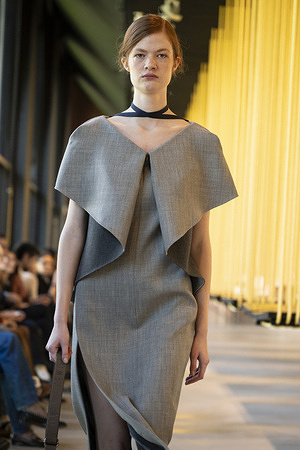 A model walks the runway wearing a design by Devota Y Lomba during Madrid EsModa Fashion Week in Casa de la Arquitectura de Madrid.
