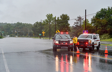 Emergency personnel shut down the San Souci expressway due to road flooding, after Northeast Pennsylvania was hit with rain from Hurricane Ida.Remnants of Hurricane Ida are moving up the East Coast causing flooding and evacuations in low lying communities. The Susquehanna River runs through the downtown as do many creeks that have often been cause for worry with flooding.