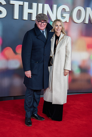 Hugh Bonneville and Heidi Kadlecova attend the "Is This Thing On?" UK Gala Screening at Odeon Luxe West End. "Is This Thing On?" UK Gala Screening at Odeon Luxe West End