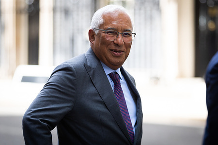 Portuguese Prime Minister, Antonio Costa seen ahead of a bilateral meeting in Downing Street, London. The government is due to publish amendments to the Northern Ireland protocol legislation today.