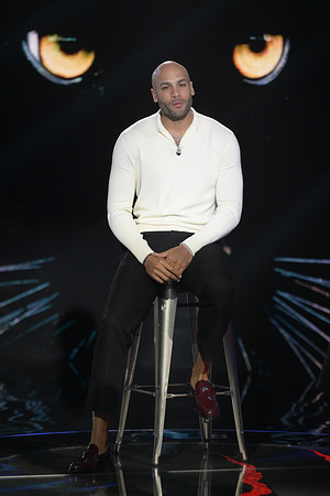 Marcell Jacobs attends the first episode 2025 of Rai tv program "Belve" at Fabrizio Frizzi Studios.