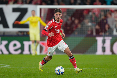Georgiy Sudakov of SL Benfica seen in action during UEFA Champions League 2025/26 League phase Matchday 4 between SL Benfica and Bayer Leverkusen at Estadio da Luz. Final score SL Benfica 0 : 1 Bayer Leverkusen