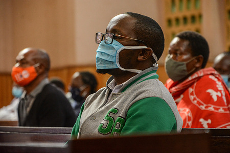 Christian congregants are seen attending a mass at Holy Family Basilica wearing face masks and observing social distance following the reopening of churches in the country amid COVID-19 pandemic.
Persons under the age of 13 and those above 58 years were not allowed to attend mass that saw not more than 100 congregants in attendance. Kenya has so far recorded 12,750 cases of coronavirus, 4,440 recoveries and 225 deaths.