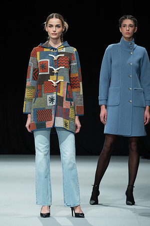 A model walks the runway in a design by designer MARAE at the Modad catwalk during Madrid Fashion Week at Ifema.