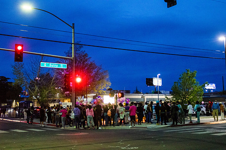Community members gather for a vigil for 6 year old Sariah Sheppard in Reno.A vigil is held at 9th Prater way in Reno for Sariah Sheppard who was killed in a car crash after a man fled police, eventual crashing into the family's car.