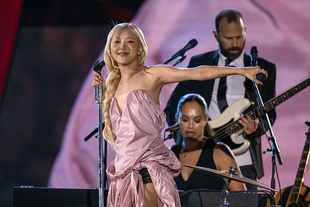 Rosé of Blackpink performs during the 2025 Global Citizen Festival at Central Park.
