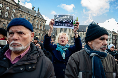 A woman is seen holding a placard during the demonstration to pay respect of the Christchurch mosques attack victims in Amsterdam. In response to the attacks on two mosques in Christchurch, New Zealand, several organizations are calling for a peace event at the Dam Square, in Amsterdam. The peaceful demonstration counted with the Mayor of Amsterdam, Femke Halsema and New Zealand Ambassador to the Netherlands, Lyndal Walker
