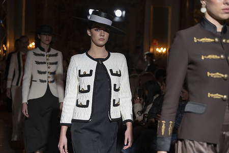 A model walks the runway wearing a design by The Extreme Collection during MadridEsModa Fashion Week in hotel Wwlinton de Madrid , 16 March 2026 Spain