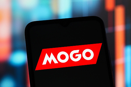 In this photo illustration, the Mogo logo is seen displayed on a smartphone screen.