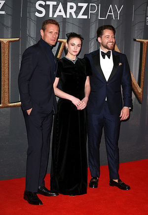 Sam Heughan, Sophie Skelton and Richard Rankin attend the "Outlander" Season 6 premiere at The Royal Festival Hall in London.
