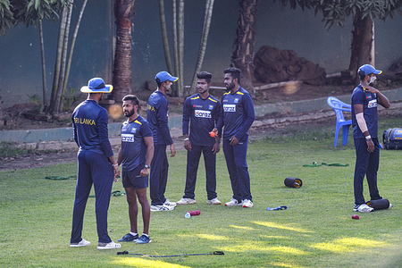 Sri Lanka's players during a practice session at the Sher-e-Bangla National Cricket Stadium, ahead of the first of three one-day international (ODI) cricket match between Bangladesh and Sri Lanka.