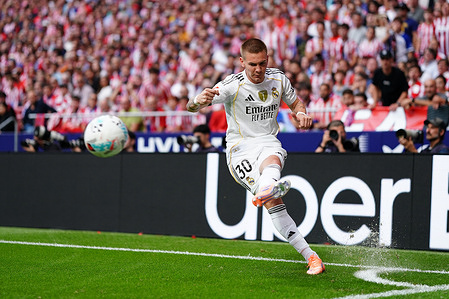 Franco Mastantuono of Real Madrid CF is seen in action during the La Liga EA Sports match between Atletico de Madrid and Real Madrid at the Riyadh Air Metropolitano. Final Score; Atletico de Madrid 5 : 2 Real Madrid